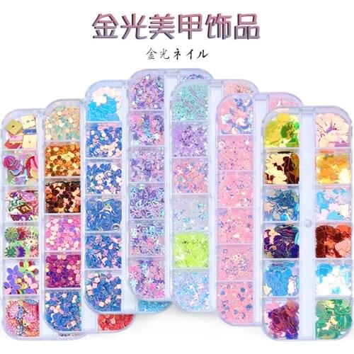 1Box Rhinestone Pearl Metal Sequin DIY Nail Decoration Heart Geometric Star Manicure Tip Nail Art Decoration Tools Set 21 models