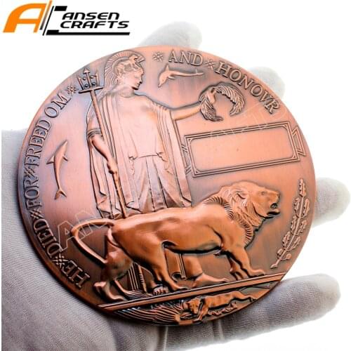 WW1 Memorial Death Plaque Dead Mans Penny Death Penny Widows Penny British Military Medallion Medal