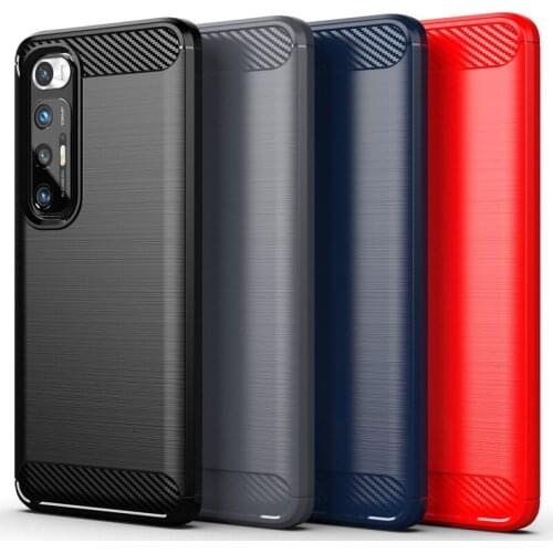 100pcs Carbon Fiber Soft TPU Gel Silicone Case Shockproof Armor Cover For Xiaomi Mi 11 Note 10 Pro 10T Lite 10i Poco X3 M3 NFC