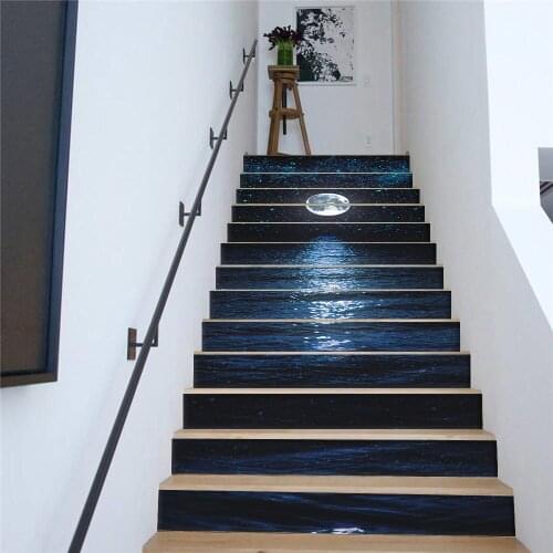 13Pcs/Set Sea Full Moon Stair Stickers Living Room Decoration Nordic Creative Pvc Self-Adhesive Wall Stickers Step Stickers