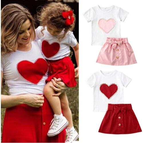 2020 Newest Fashion Summer Toddler Kids Baby Girls T-shirt Top Skirts Casual Party Outfit Clothes