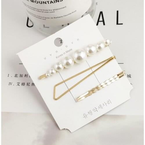 2021 Real Coroa Coroa De Noiva Bride Korean Ins Pearl Hairpin Net Hollow Metal For Clip Liu Hai Headdress Simple One-word