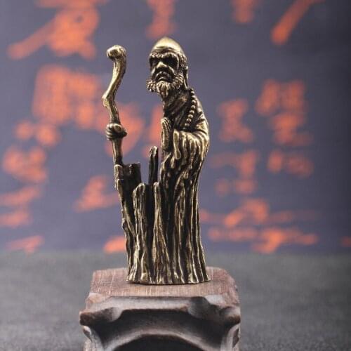 2021 Hollow Brass Dharma Enlightenment Mini Ornament Dharma Patriarch Statue Antique Copper Buddha Desk Decoration Figurines