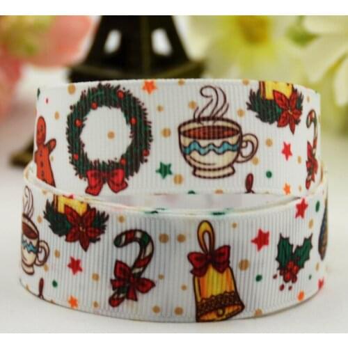 22mm 25mm 38mm 75mm Merry Christmas Cartoon Character printed Grosgrain Ribbon party decoration 10 Yards X-01090