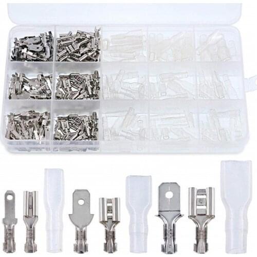 Small 270pcs Daily Male Female Wire Spade Connector Copper Crimp Terminal Block Non-insulated for Computer