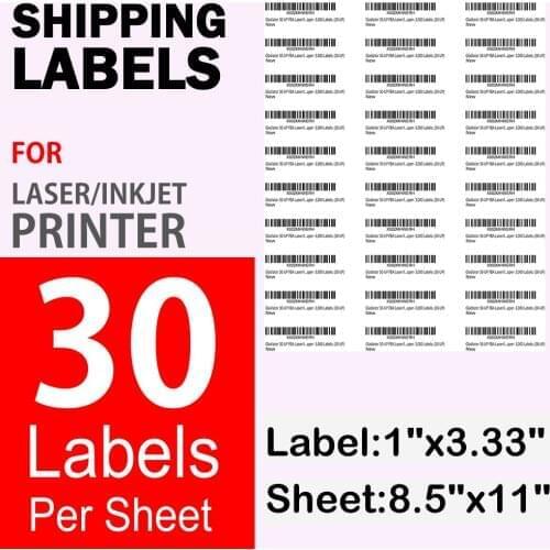 Address Labels with Sure Feed for Inkjet Printers, 1" x 2-5/8", 30 Labels, Permanent Adhesive White