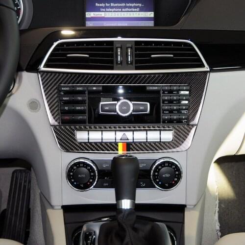 Carbon Fiber Car Accessories Central Control CD Plane Car Sticker for Mercedes W204 C Class 2010-2013 Car Styling Decals