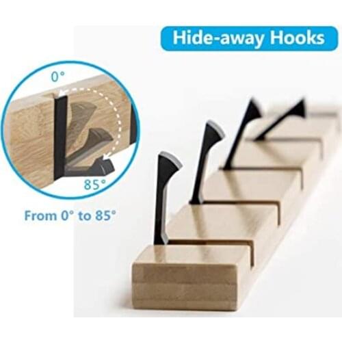 Bamboo Rack Foldable Hooks Hanger Holder Clothes Storage Hide Hook Wall Hanging Hanger Home Decor Hanger Accessories Hooks Coat