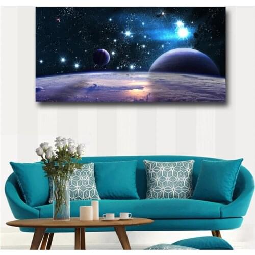 Large 5d Diy Diamond Painting Universe Galaxy 1 Panel Reflection Space Planet Embroidery Round Square Rhinestone Mosaic Pictures