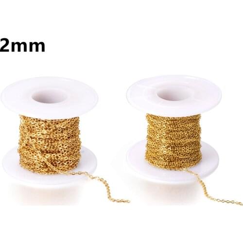 ASON 10 Meters/ Pack2mm Width Stainless Steel Link Chains Necklaces Fashion Jewelry Cuban Chains Wholesale Chain DIY Accessories