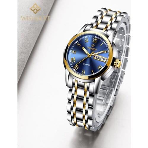 WISHDOIT Ladies Business Watches Waterproof Luminous Calendar Classic Quartz Clock Leather and Stainless Steel Girl Watch