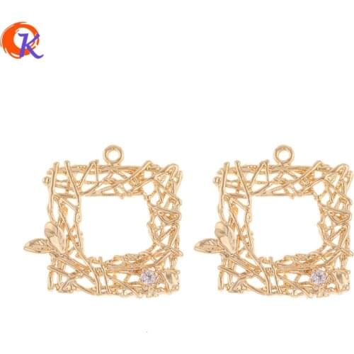 Cordial Design 20Pcs 21*22MM Jewelry Accessories/DIY Earring Making/Genuine Gold Plating/Square Shape/Hand Made/Earring Findings