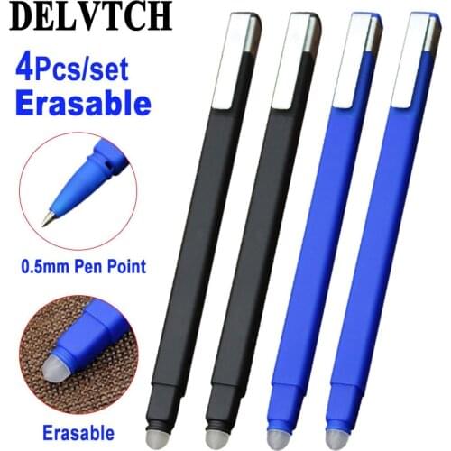DELVTCH 4Pcs/Set Erasable Gel Pen 0.5mm Blue Black Ink Office School Writing Stationery Bullet Point Erasable Pen Refill Handle