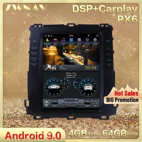 Tesla style Android 9.0 Car multimedia player for Toyota Land Cruiser Prado 120 2002-2009 for Lexus GX470 Radio stereo head unit