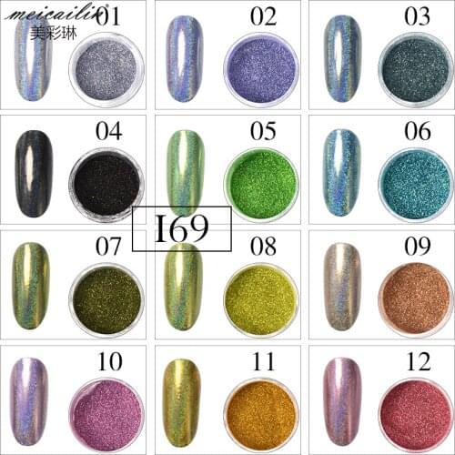 0.7g Holographic Laser Nail Glitters Holo Rainbow Dust Powder Nail Tip Chrome Dust Manicure Nailart Decorations Nail Supply