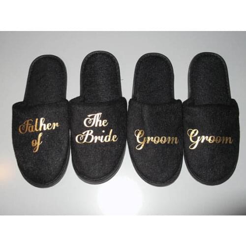 Personalized black Groomsmen groom bestsman spa slippers wedding birthday Bachelorette party favors company gifts