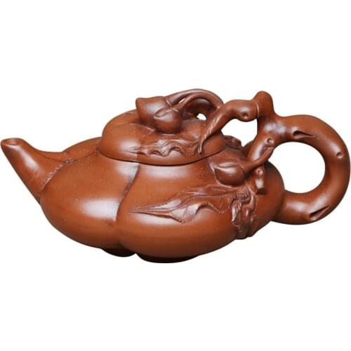 Yixing Zisha famous all-pure hand-carved purple sand pots original mine purple mud tea pot Kung Fu teapot