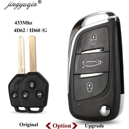 Jingyuqin 433MHz 4D62 ID60 G Chip 3 Button Remote key for Subaru Forester OutBack XV Origianl/ Upgraded Flip Folding Key Fob