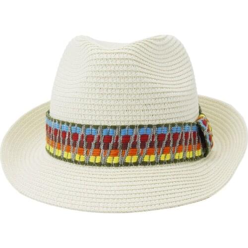 Summer Hat Fedora Women Sun Beach Bucket Hat Ribbon UV Protection Wide Brim Breathable Outdoor Accessory