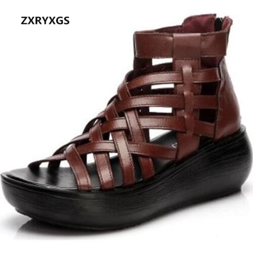 Hot Promotion Summer Womens Sandals Roman Shoes New 2021 Light Platform Wedges Heighten Sandals Summer Genuine Leather Sandals