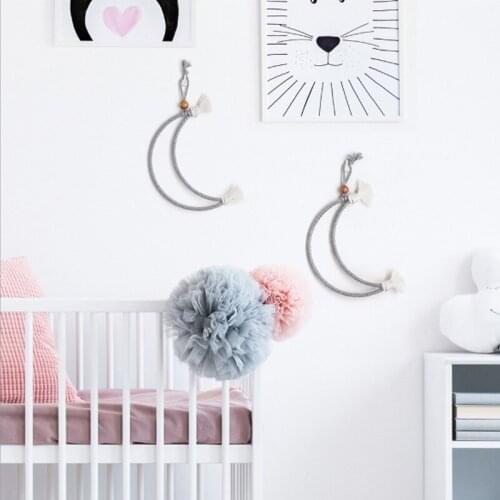 Minimal Handmade Girl Moon Nordic Bohemia with Wall Hanging Decor Childrens room Ornament White Dreamcatcher Bedroom Decor
