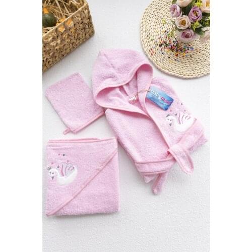 Swan Pattern Girl Bathrobe Set