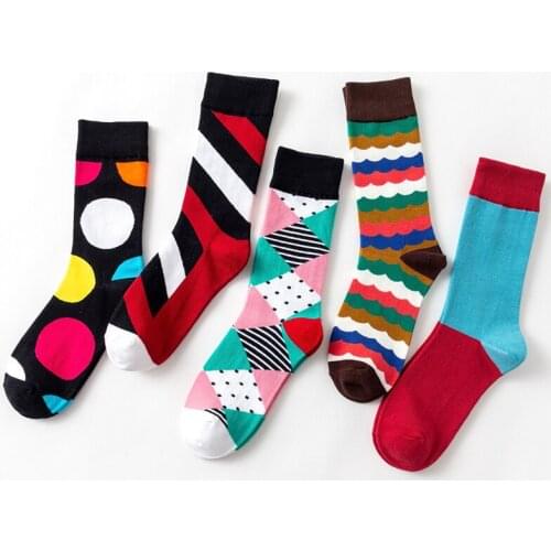2020 Fashion Geometry Style Socks Short Pattern Funny Cotton Socks Men Winter Warm Unisex Happy Short Socks Female Sox Socks