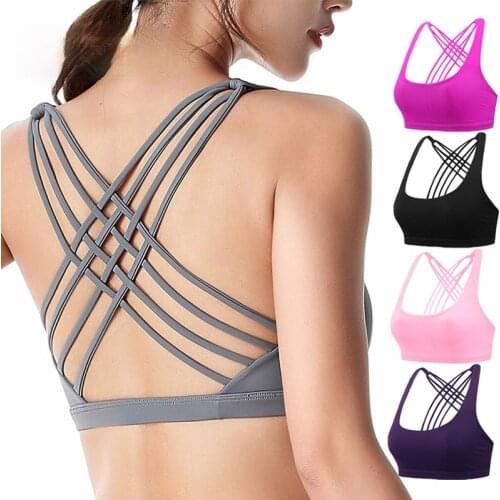 2021 New Fitness Sports Bra for Women Push Up Cross Back Shockproof Running Gym Training Workout Yoga Underwear Crop Tops