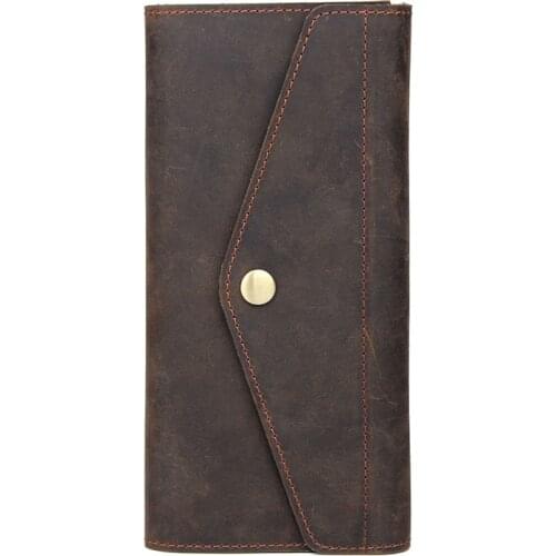 New Genuine Leather Men Wallet Clutch Business Cell Phone Bag Organizer Card Golder Long Zipper Coin Purse Brand Male Money Bag