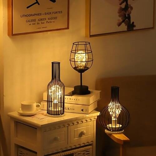 NEW LED Night Light Metal Red Wine Glass Bottle Decanter Bottle Hip Flask Bedside Desk Table Night Lamp for Bedroom Bar Hotel