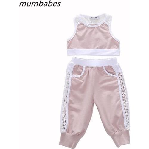 Toddler Clothes Child Girl Sport Clothing Sets Mesh Sleeveless Tops+ Pants Child Tracksuit Kids Clothing Bobo Choses Shirt