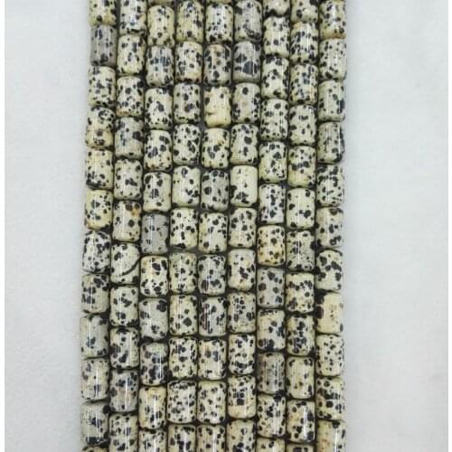 Wholesale Natural spots cylinder Beads Natural dalmatine stone tube beads cylinder beads 14*10mm 50pcs for jewelry accessories