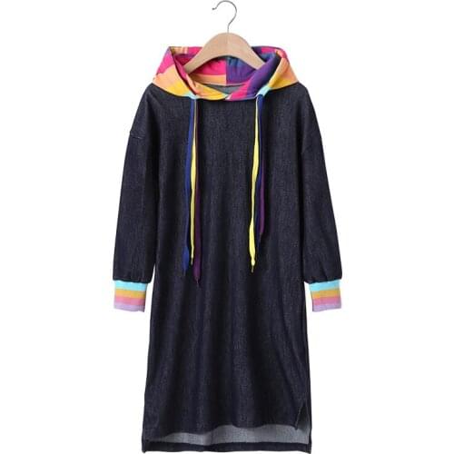 Autumn Cartoon Rainbow Skirt Girls Hoodie Childrens Clothing Pure Cotton Baby Princess Dress Long Skirt Kids Casual Dress 2021