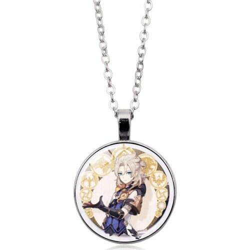 Genshin Impact Anime Necklace for Women Jewelry Cosplay Hutao Xiao Ganyu Albedo Zhongli Cute Cartoon Pendant Necklace for Girls