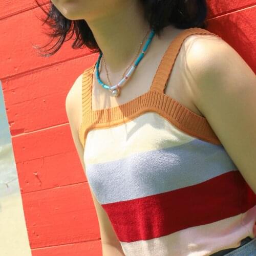 QUANCHI Color Polymer Clay Beads Necklace New Heishi Beads Handmade Beaded Necklace for Women Fashion Stackable Chain Jewelry