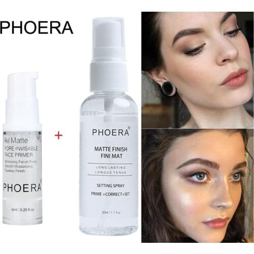 PHOERA Matte Pore Invisable Face Prime + Makeup Spray Transparent Makeup Basic Spray Oil Control Long Lasting Moisturizing TSLM1