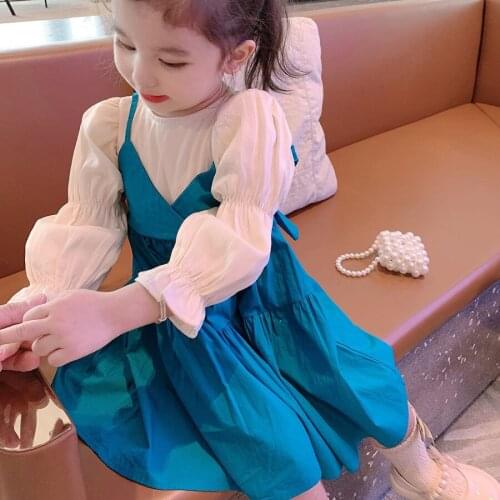 2021 Korea style girls dress fashion cotton autumn girls dresses kids clothes 1-6 years d