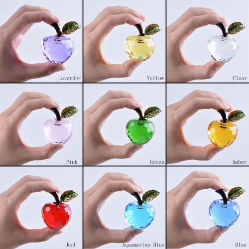 LONGWIN Mothers Day Gift 40mm Crystal Apple Paperweight +Gift Box Gifts for Children Birthday Home Decors Apple Paperweight