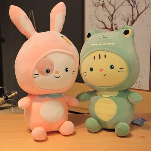 Face-changing Cat Pillow Cat Plush Toy Soft Stuffed Plush Animal Kids Gift Home Decor Girl Gift Office Nap Bed Sleep Pillow