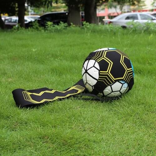 Adjustable Football Kick Trainer Soccer Ball Training Equipment Elastic Practice Belt Nylon Cloth Black Sports Assistance