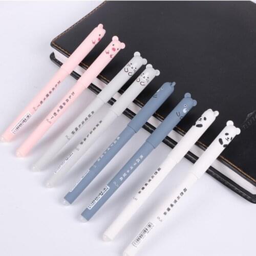 4pcs/set 0.38mm Pig Panda Mouse Cute Cartoon Animal Erasable Gel Pen School Office Supplies Blue Black Ink
