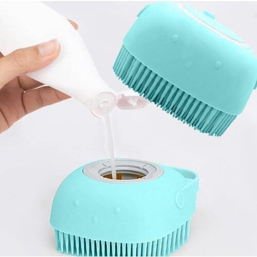 Pet Dog Shampoo Brush 2.7oz/80ml Cat Massage Comb Grooming Scrubber Brush for Bathing Short Hair Soft Silicone Rubber Brushes