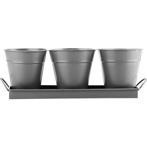Vases With Tray And Drainage Hole Plant Holder Iron For Kitchen Window Sill Garden Home Outdoor Decoration Tin Bucket Flower Pot