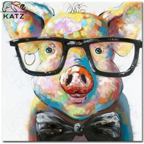 Humorous Cartoon Diamond Painting Handmade Diy Gift Pig with Bow Tie and Glasses Art Painting Diamond Embroidery Cross Stitch