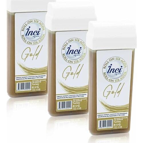 Pearl gold cartridge roll on depilatory 3 PCs, filling, waxing depilation, sugar-free wax, hair removal, feather