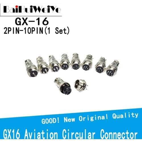1Set/Lot GX16 2/3/4/5/6/7/8/9/10 Pin Male and Female 16mm L70-78 Circular Aviation Socket Plug Wire Panel Connector