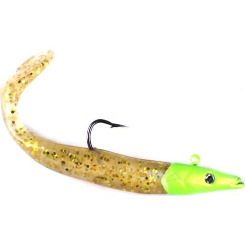1PCS 19g Glow Eel Soft Lure Wobbler Artificial Bait Silicone Sea Bass pike Rockfish Grouper Carp Fishing Lead Jig Head Tackle