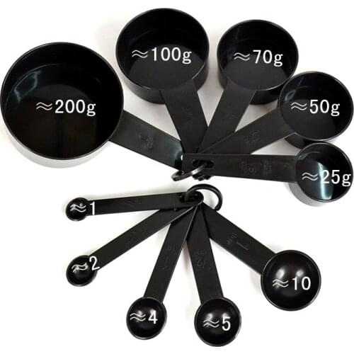 10PC Black Set Plastic Measuring Spoon Plastic Measuring Spoon Measuring Cup Baking Tool Set food scale gram flourmeasuring cup