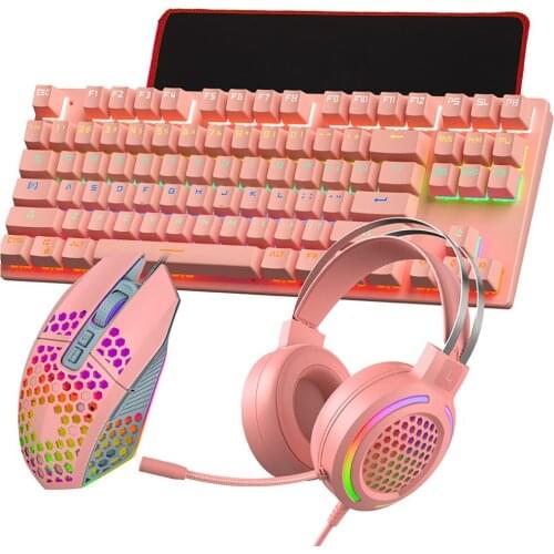 5 In 1 New Mechanical Gaming Keyboard Mouse Headset Speaker Mouse Pad Combination USB Wired Suitable For Laptop Ggamers