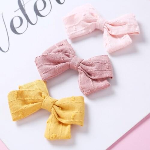 1pc Girls Solid Hair bows with Clips Children Cotton Hair Bows Hairpins for Baby Girls Hair Accessories Infant Headwear
